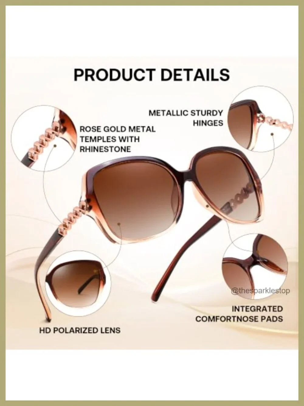 Retro Polarized Sunglasses Women Chunky Square Frame UV400 Protection